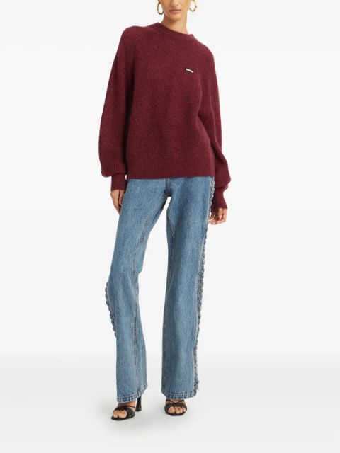 ROTATE BIRGER CHRISTENSEN logo-patch balloon-sleeve knitwear - Red