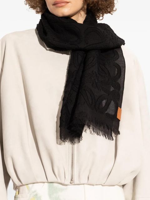 LOEWE Anagram-pattern wool scarf - Black
