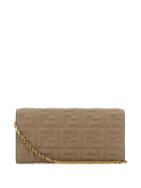 FENDI Baguette embossed chain leather shoulder - Neutrals