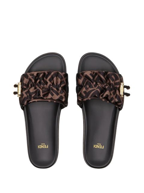 FENDI toggle-fastening FF-logo slides - Brown