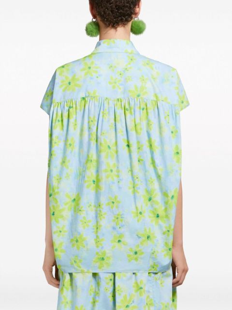 Marni floral-print cotton shirt - Blue