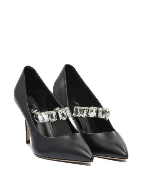Casadei 100mm crystal-embellished pointed-toe pumps - Black - zdjęcie produktu nr 2