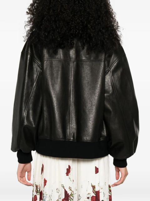 KHAITE collared leather jacket - Black