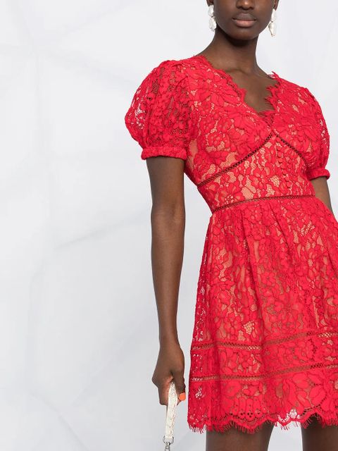 Self-Portrait floral-embroidered mini dress