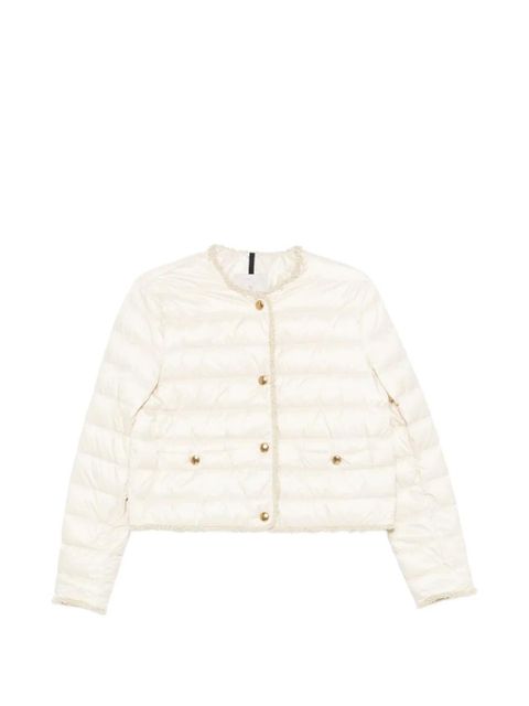 Moncler Fleurs bouclé-trimmed puffer jacket - Neutrals - zdjęcie produktu nr 1