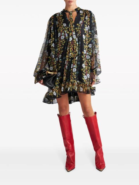 ETRO floral-print silk dress - Black