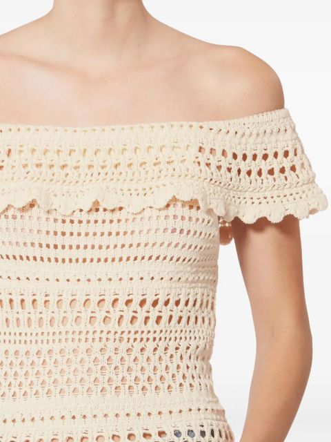 MARANT ÉTOILE ZAELLE crochet off-shoulder top - Neutrals