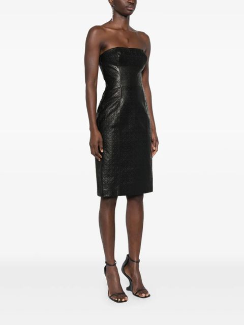 Marine Serre monogram-embossed leather mini dress - Black