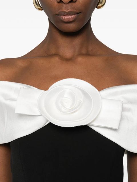 Self-Portrait flower datail maxi dress - Black