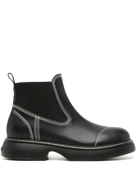 GANNI contrast-stitching leather boots - Black - zdjęcie produktu nr 1