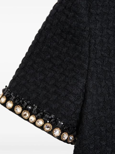 Valentino Garavani embroidered canestrello-tweed mini dress - Black