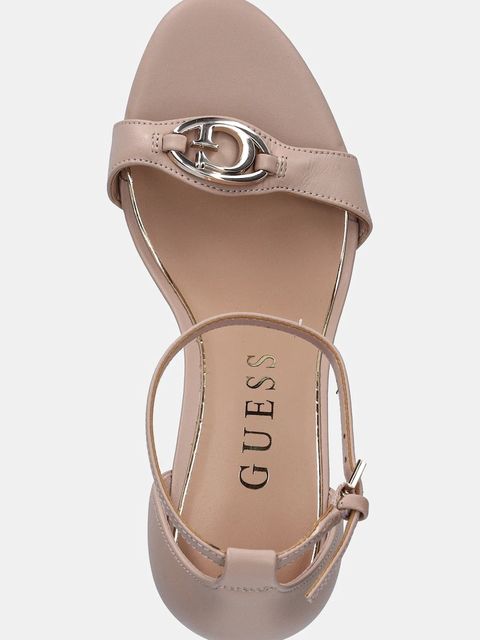 Guess sandały skórzane KABRINA kolor beżowy FLTKAB LEA03