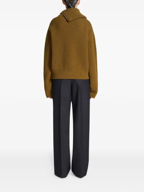 DRIES VAN NOTEN zipped high-neck wool sweater - Brown