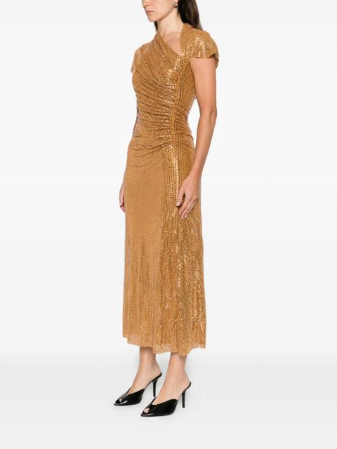 Self-Portrait rhinestoned-embellished midi dress - Gold