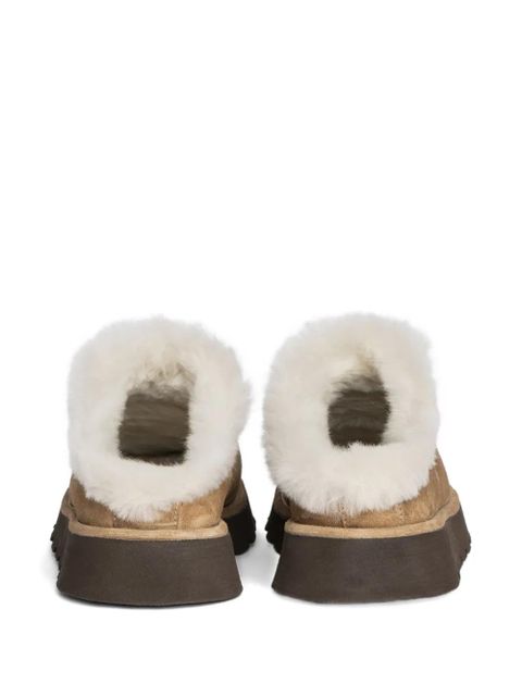 Zadig&Voltaire embroidered fur-trimmed mules - Brown