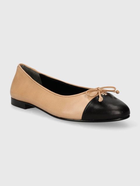 Tory Burch baleriny skórzane CAP-TOE BALLET kolor beżowy 154513-200 - zdjęcie produktu nr 2