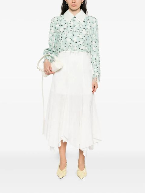 Jil Sander fringed printed top - Blue - zdjęcie produktu nr 2