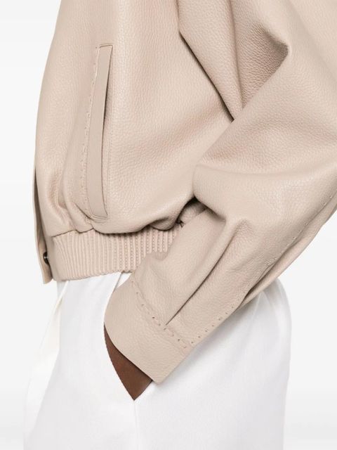 FENDI leather bomber jacket - Neutrals