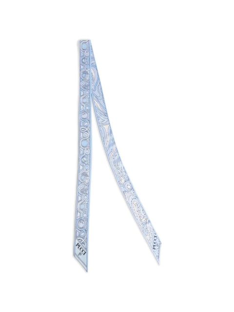 PUCCI mixed-print silk twill scarf with rhinestones - Blue - zdjęcie produktu nr 1
