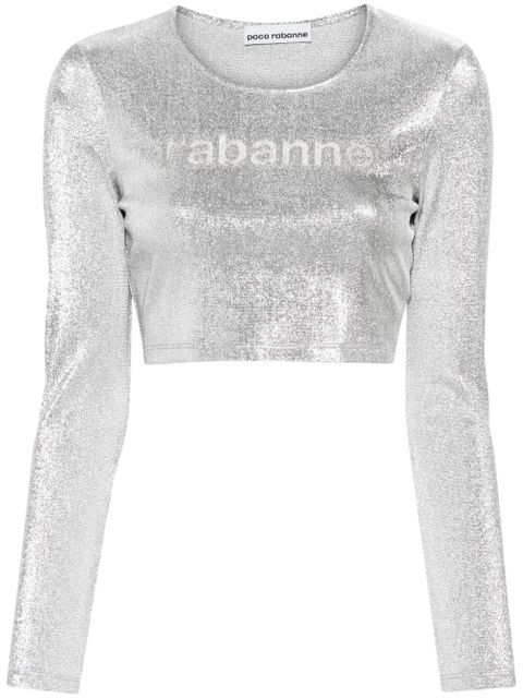 Rabanne gem-logo cropped T-shirt - Silver - zdjęcie produktu nr 1