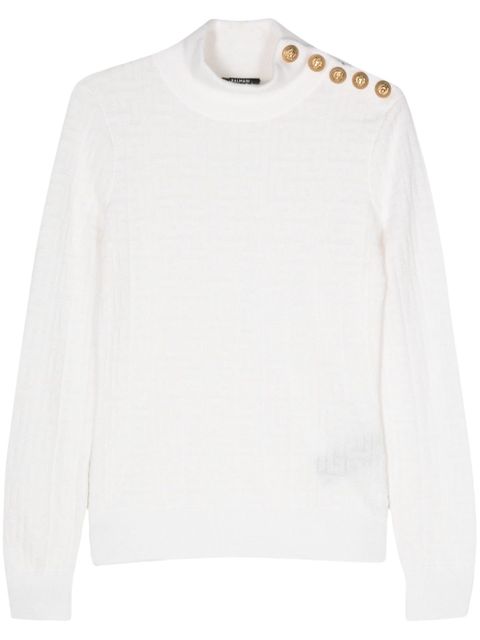 Balmain PB-monogram ribbbed jumper - White - zdjęcie produktu nr 1