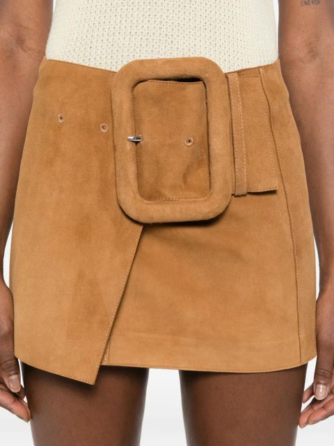 AMI Paris buckled A-line mini skirt - Brown