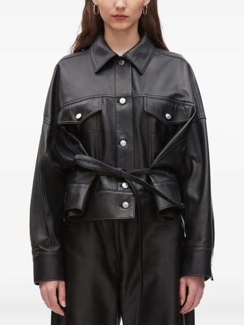 3.1 Phillip Lim belted leather shirt jacket - Black