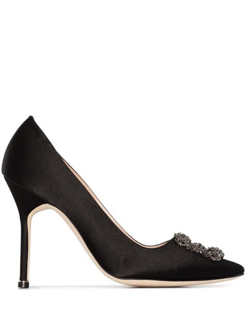 Manolo Blahnik 105mm Hangisi satin pumps - Black - zdjęcie produktu nr 1