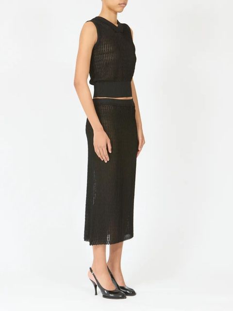 Maison Margiela ribbed-knit midi skirt - Black