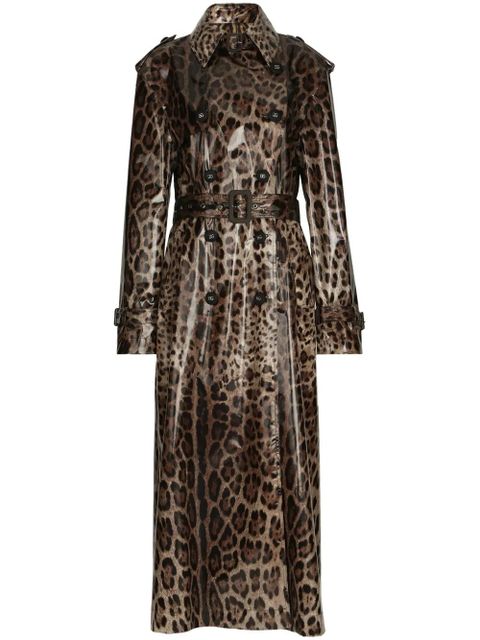 Dolce & Gabbana leopard-print belted trench coat - Brown - zdjęcie produktu nr 1
