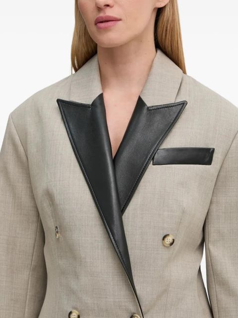 Nanushka Pacey leather-trimmed double-breasted blazer - Neutrals