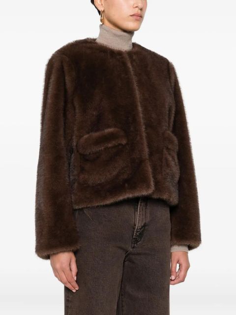 Maje flap-pocket faux-fur jacket - Brown - zdjęcie produktu nr 2