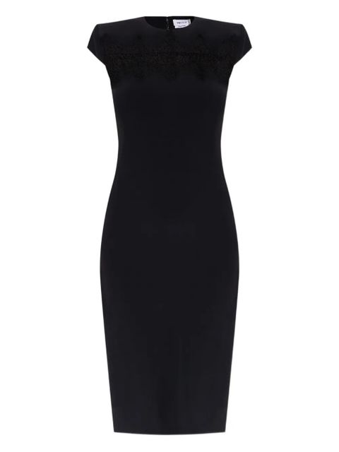 Alexander McQueen cap-sleeve lace-embroidered midi dress - Black - zdjęcie produktu nr 1