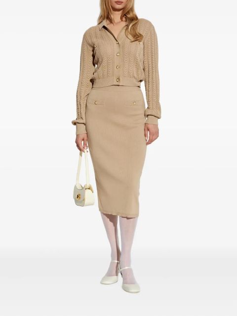 Alessandra Rich cable-knit button cardigan - Neutrals - zdjęcie produktu nr 2