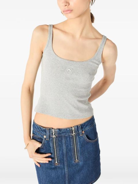 Marine Serre moon logo ribbed cropped T-shirt - Grey