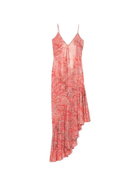 ETRO paisley ruffled midi dress - Orange - zdjęcie produktu nr 1