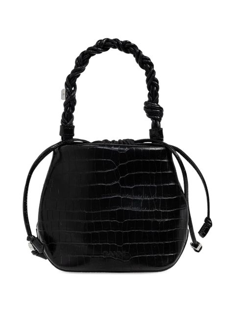 GANNI crocodile-embossed leather tote bag - Black