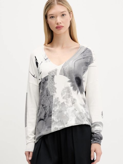 Desigual sweter GOTEMBURGO damski kolor beżowy lekki 25WWJF15 - zdjęcie produktu nr 1