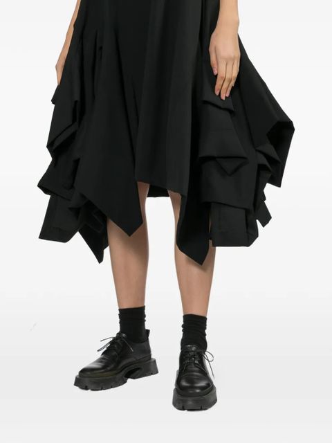 Comme Des Garçons asymmetrical ruffle midi dress - Black