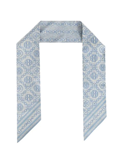 Tory Burch pattern silk scarf - Blue - zdjęcie produktu nr 1