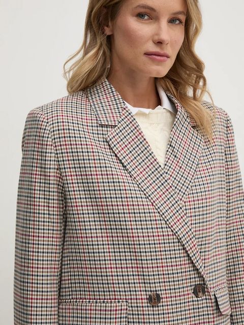 Pepe Jeans marynarka BAILEY kolor beżowy dwurzędowa wzorzysta PL402454