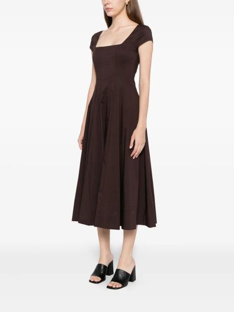 STAUD short-sleeved wells dress - Brown