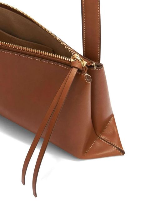 Jil Sander debossed-logo shoulder bag - Brown
