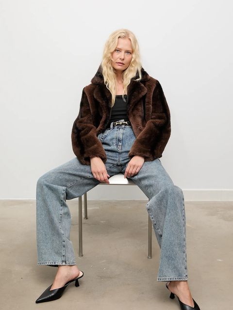 Answear.LAB kurtka kolor brązowy przejściowa