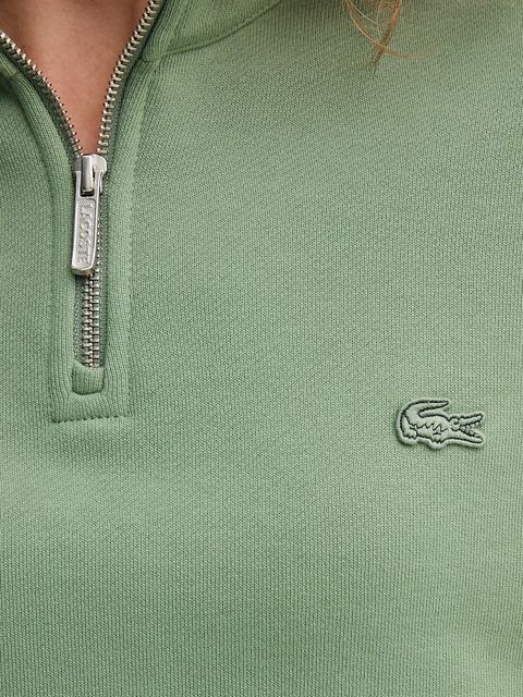 Lacoste bluza bawełniana kolor zielony gładka SH7759