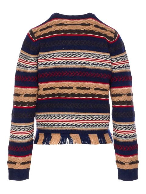 Guest In Residence striped fringed sweater - Blue
