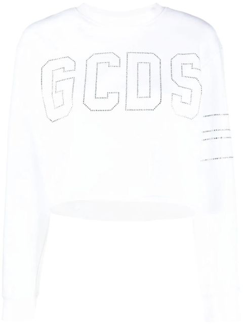 GCDS studded-logo cropped sweatshirt - White - zdjęcie produktu nr 1
