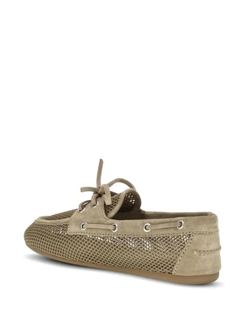 Miu Miu mesh and suede boat shoes - Neutrals