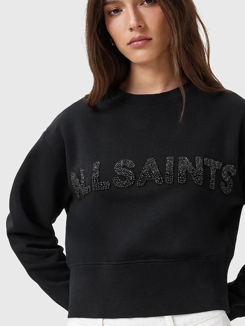 AllSaints bluza bawełniana SEPARO damska kolor czarny z aplikacją W215JC - zdjęcie produktu nr 1