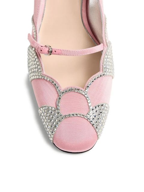 Valentino Garavani 45mm Bowow crystal-embellished pumps - Pink